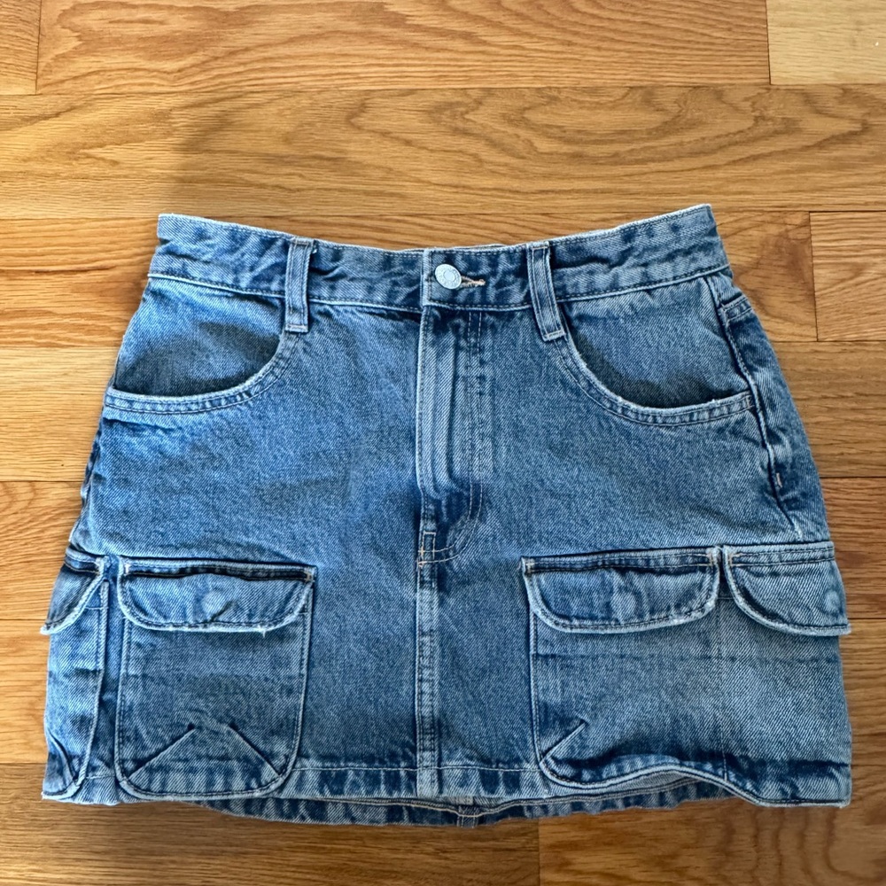 ZARA CARGO DENIM MINI SKIRT